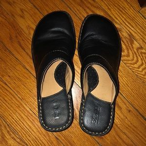 Born Black Leather clogs